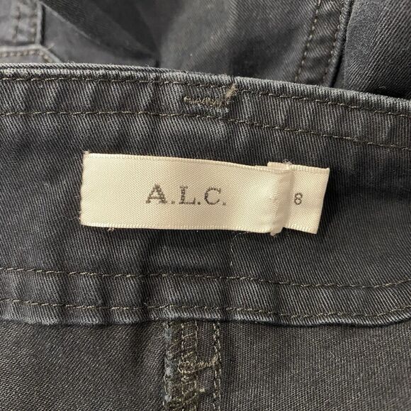 A.L.C 8 Washed Black Quintin Stretch Cotton Front Zip Slim Pants Moto Minimalist - Picture 8 of 16